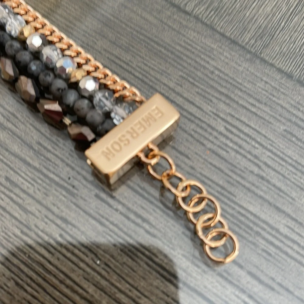 Victoria Emerson Stacked Bracelet with One Clasp Crystal, Stone & Chain - Picture 4 of 16